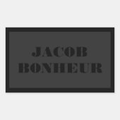 プロフェッショナルモダン名 |濃いグレーと黒 長方形シール (正面)