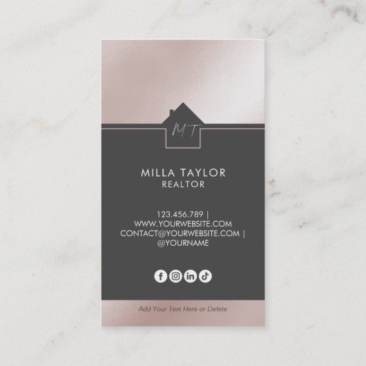 プロフェッショナルモダン実在エステートMonogram写真 名刺 (裏面)