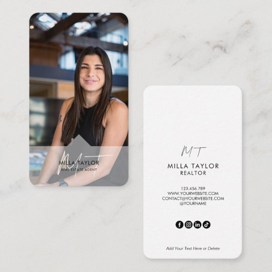 プロフェッショナルモダン実在エステートMonogram写真 名刺 (正面/裏面)