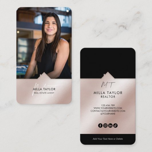 プロフェッショナルモダン実在エステートMonogram写真 名刺 (正面/裏面)