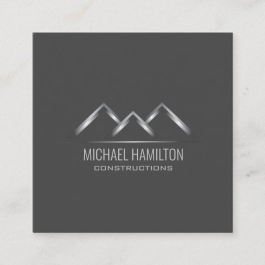 プロフェッショナルモダン実在建築ロゴ スクエア名刺 (正面)