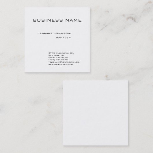 プロフェッショナルモダン平滑ミニマル広場 スクエア名刺 (正面/裏面)