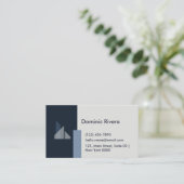 プロフェッショナルモダン幾何お洒落ネイビーブルーグレー 名刺 (スタンド正面)