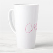 プロフェッショナルモダン手書き名ピンク白 カフェラテマグ (左アングル)