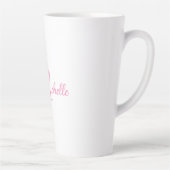 プロフェッショナルモダン手書き名ピンク白 カフェラテマグ (右)