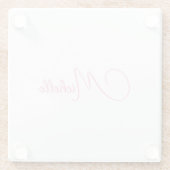 プロフェッショナルモダン手書き名ピンク白 ガラスコースター (裏面)