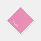 プロフェッショナルモダン手書き名ピンク白 スタンダードカクテルナプキン (角)