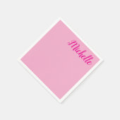 プロフェッショナルモダン手書き名ピンク白 スタンダードカクテルナプキン (角)