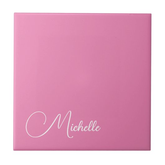 プロフェッショナルモダン手書き名ピンク白 タイル (正面)