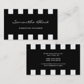 プロフェッショナルモダン手書き白黒ストライプ 名刺 (正面/裏面)