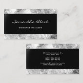 プロフェッショナルモダン手書き黒グレーストライプ 名刺 (正面/裏面)