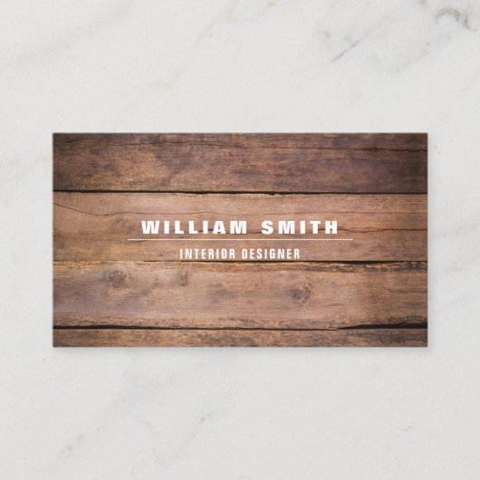 プロフェッショナルモダン木目のインテリアデザイン 名刺 (正面)