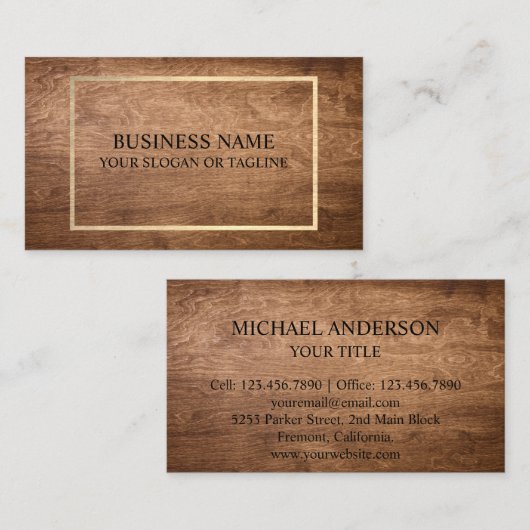 プロフェッショナルモダン木目ルック 名刺 (正面/裏面)