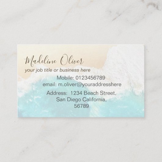 プロフェッショナルモダン沿岸ビーチ水の色 名刺 (裏面)