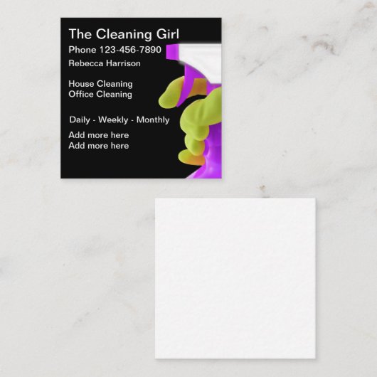 プロフェッショナルモダン洗浄サービス スクエア名刺 (正面/裏面)