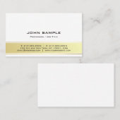 プロフェッショナルモダン白エレガント金ゴールドマット 名刺 (正面/裏面)