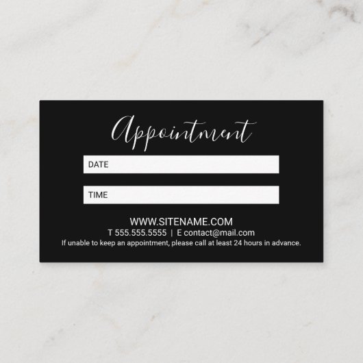 プロフェッショナルモダン白黒アポイントメント 予約カード (裏面)