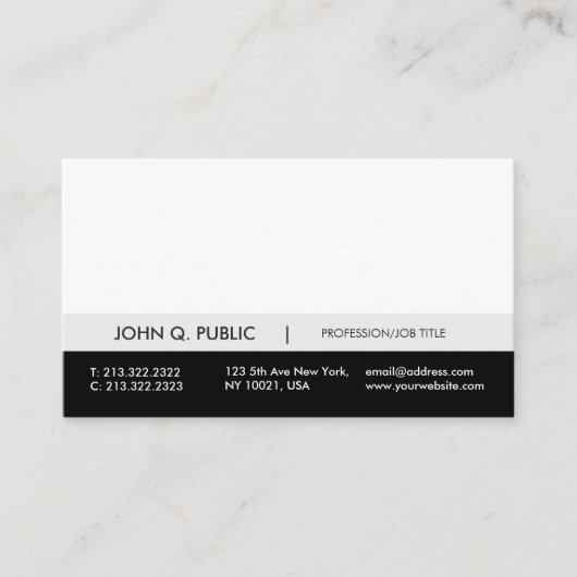 プロフェッショナルモダン白黒グレイシンプルプレーン 名刺 (正面)