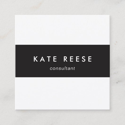 プロフェッショナルモダン白黒ストライプの スクエア名刺 (正面)