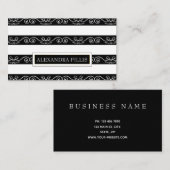 プロフェッショナルモダン白黒ストライプの 名刺 (正面/裏面)