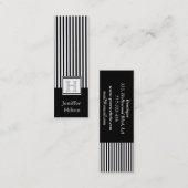 プロフェッショナルモダン白黒ストライプモノグラム スキニー名刺 (正面/裏面)
