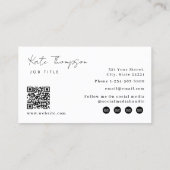 プロフェッショナルモダン白黒ミニマルQRコード 名刺 (裏面)