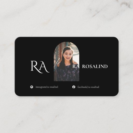 プロフェッショナルモダン白黒モノグラム写真 名刺 (正面)