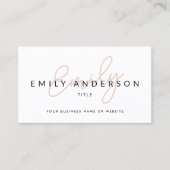 プロフェッショナルモダン赤面ピンクスクリプト名QRコード 名刺 (正面)