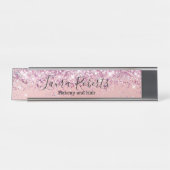 プロフェッショナルモダン赤面ピンクスパークルグリッターD デスクネームプレート (正面)