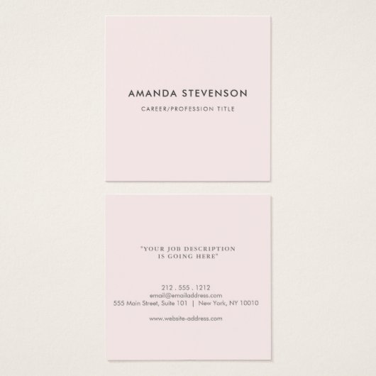 プロフェッショナルモダン赤面ピンクプロファイルカード (正面&裏面)