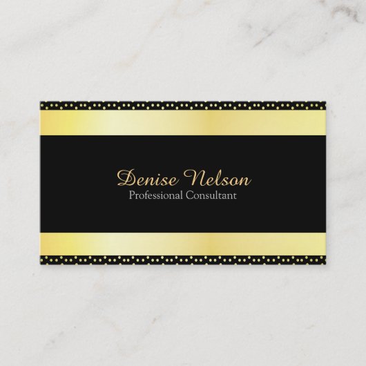 プロフェッショナルモダン金ゴールドとブラック名刺 名刺 (正面)