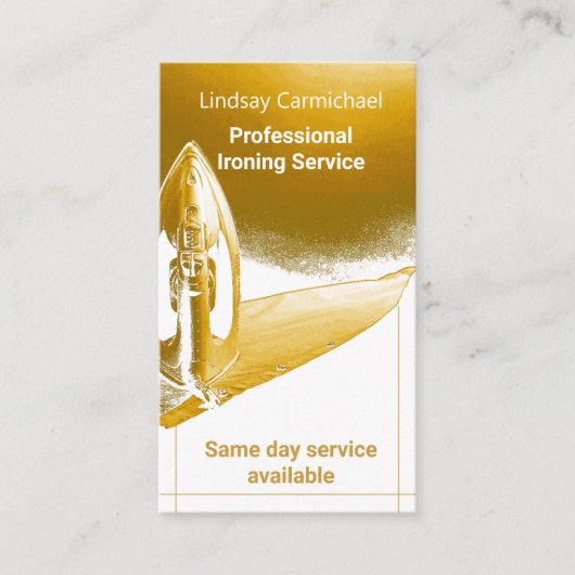 プロフェッショナルモダン金ゴールドアイロン掛けサービス 名刺 (正面)