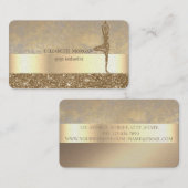 プロフェッショナルモダン金ゴールドグリッターヨガガール 名刺 (正面/裏面)