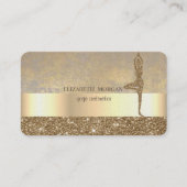 プロフェッショナルモダン金ゴールドグリッターヨガガール 名刺 (正面)