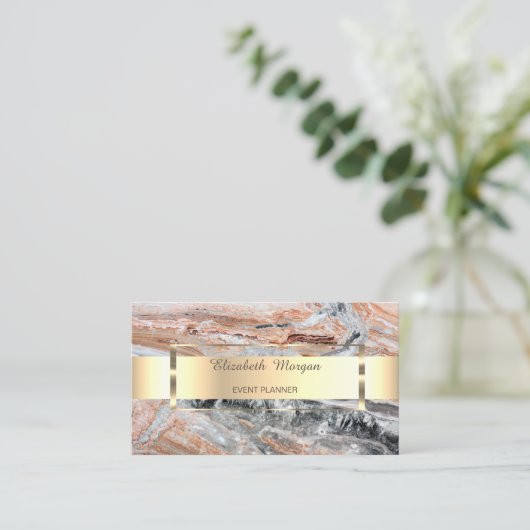 プロフェッショナルモダン金ゴールドストライプマーブルストーン 名刺 (スタンド正面)