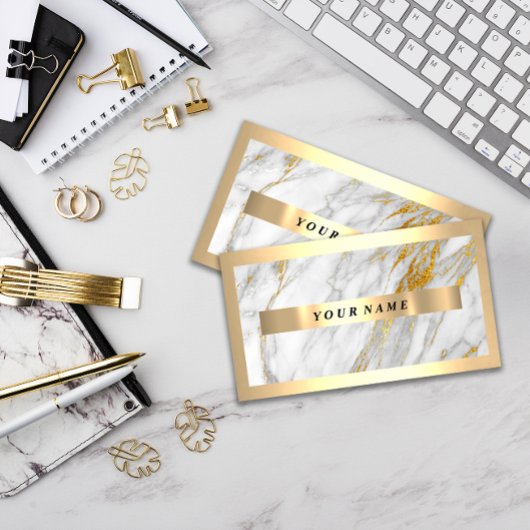 プロフェッショナルモダン金ゴールドフレームグレーグレー大理石 名刺