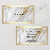プロフェッショナルモダン金ゴールドフレームグレーVIP大理石 名刺 (正面/裏面)