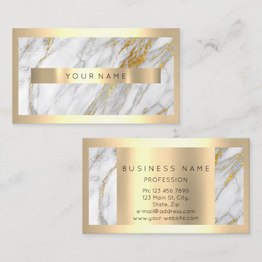 プロフェッショナルモダン金ゴールドフレーム抽象芸術大理石 名刺 (正面/裏面)