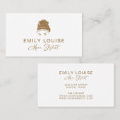 プロフェッショナルモダン金ゴールドブラウン美容師ブシン 名刺 (正面/裏面)