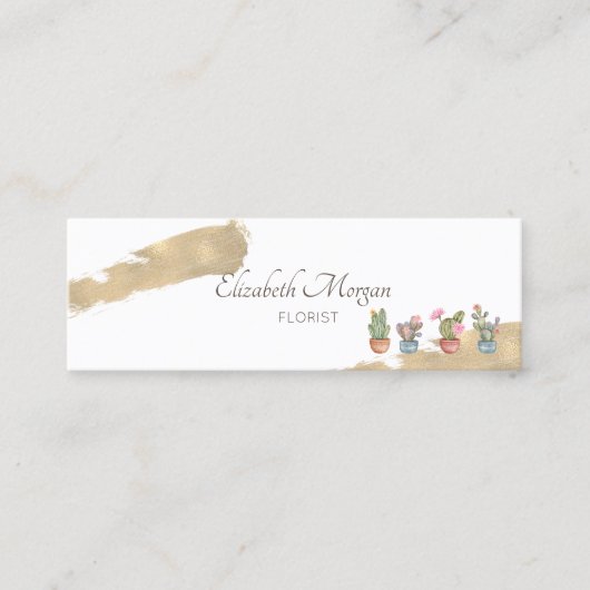 プロフェッショナルモダン金ゴールドブラシのストローク多肉株 スキニー名刺 (正面)