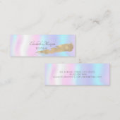 プロフェッショナルモダン金ゴールドブラシストローク型ホログラフィック スキニー名刺 (正面/裏面)