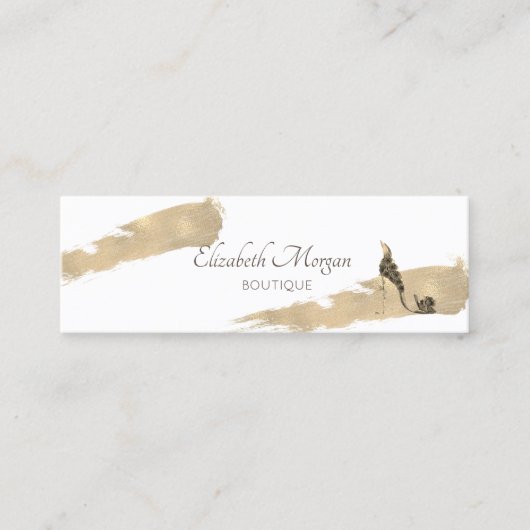 プロフェッショナルモダン金ゴールドブラシストローク，ハイヒール スキニー名刺 (正面)