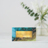 プロフェッショナルモダン金ゴールドブラックティール(緑がかった色) 名刺 (スタンド正面)