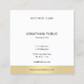 プロフェッショナルモダン金ゴールドホワエレガントイトシンプルシック スクエア名刺 (裏面)