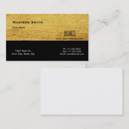 プロフェッショナルモダン金ゴールドメタルコンサルタント 名刺 (正面/裏面)