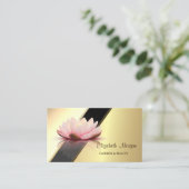 プロフェッショナルモダン金ゴールド幾何学蓮 名刺 (スタンド正面)