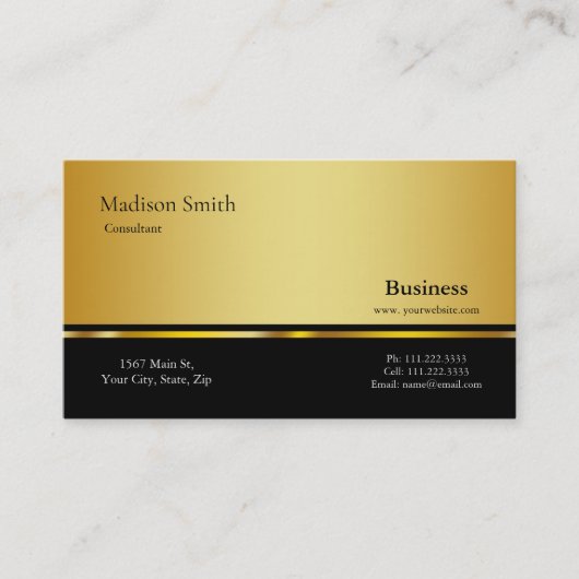 プロフェッショナルモダン金ゴールド金属コンサルタント業務 名刺 (正面)
