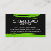 プロフェッショナルモダン黒緑ブラシストローク 名刺 (裏面)