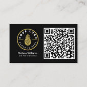 プロフェッショナルモダンQRコードカスタムロゴブラック 名刺 (正面)