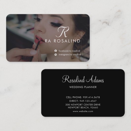 プロフェッショナルモノクロモノグラムの写真 名刺 (正面/裏面)